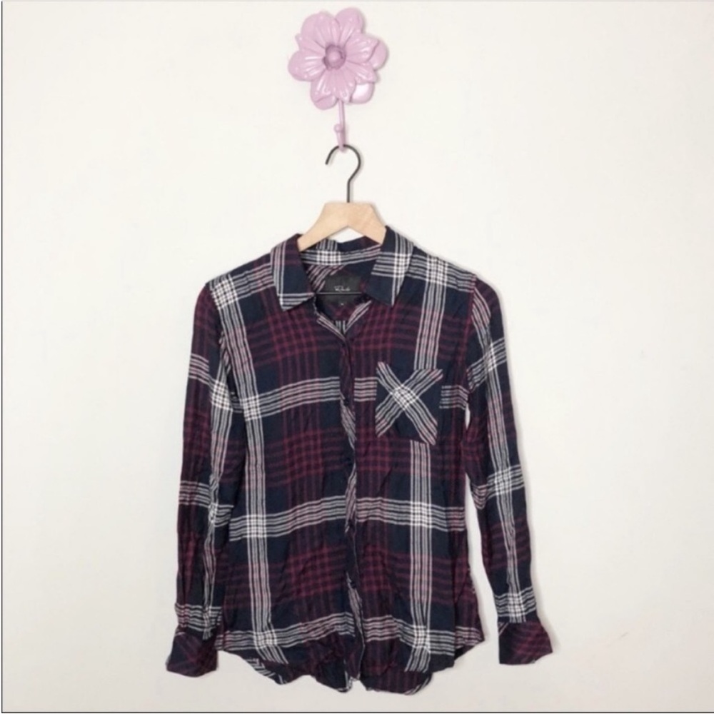 Rails Black / Red Plaid Button Down Blouse XS